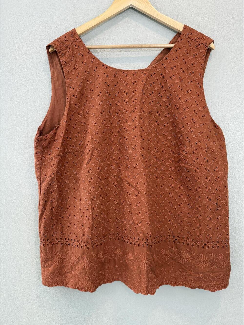 LOFT Plus Size Eyelet Reversible Sleeveless Top In Rust Orange - Women's 20 NWOT
